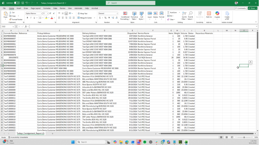 Exporting Consignments to CSV (Today’s List – Advanced)